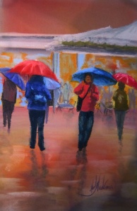 Venice Rain, soft pastel by Leah Wiedemer 6.5"x9.5"